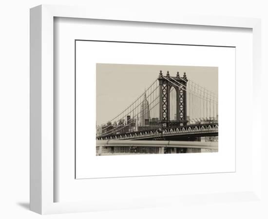 Manhattan Bridge with the Empire State Building from Brooklyn Bridge-Philippe Hugonnard-Framed Art Print