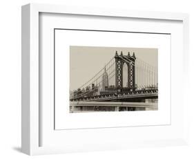 Manhattan Bridge with the Empire State Building from Brooklyn Bridge-Philippe Hugonnard-Framed Art Print