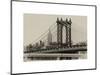 Manhattan Bridge with the Empire State Building from Brooklyn Bridge-Philippe Hugonnard-Mounted Art Print