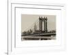 Manhattan Bridge with the Empire State Building from Brooklyn Bridge-Philippe Hugonnard-Framed Art Print