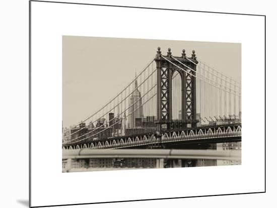 Manhattan Bridge with the Empire State Building from Brooklyn Bridge-Philippe Hugonnard-Mounted Art Print