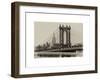 Manhattan Bridge with the Empire State Building from Brooklyn Bridge-Philippe Hugonnard-Framed Art Print