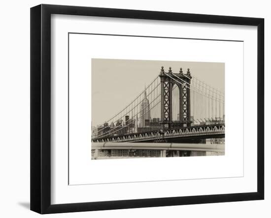 Manhattan Bridge with the Empire State Building from Brooklyn Bridge-Philippe Hugonnard-Framed Art Print