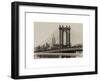 Manhattan Bridge with the Empire State Building from Brooklyn Bridge-Philippe Hugonnard-Framed Art Print