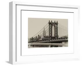 Manhattan Bridge with the Empire State Building from Brooklyn Bridge-Philippe Hugonnard-Framed Art Print