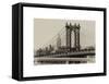 Manhattan Bridge with the Empire State Building from Brooklyn Bridge-Philippe Hugonnard-Framed Stretched Canvas