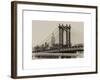 Manhattan Bridge with the Empire State Building from Brooklyn Bridge-Philippe Hugonnard-Framed Art Print