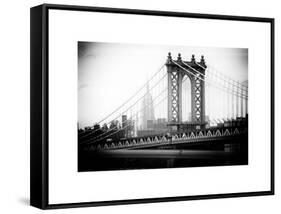 Manhattan Bridge with the Empire State Building from Brooklyn Bridge-Philippe Hugonnard-Framed Stretched Canvas