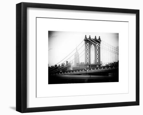 Manhattan Bridge with the Empire State Building from Brooklyn Bridge-Philippe Hugonnard-Framed Art Print