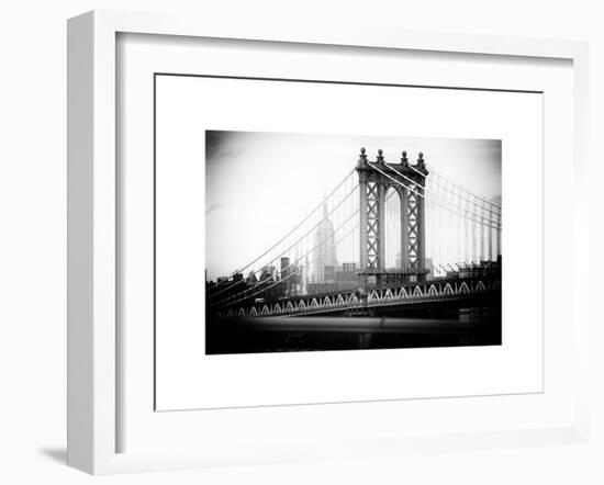 Manhattan Bridge with the Empire State Building from Brooklyn Bridge-Philippe Hugonnard-Framed Art Print