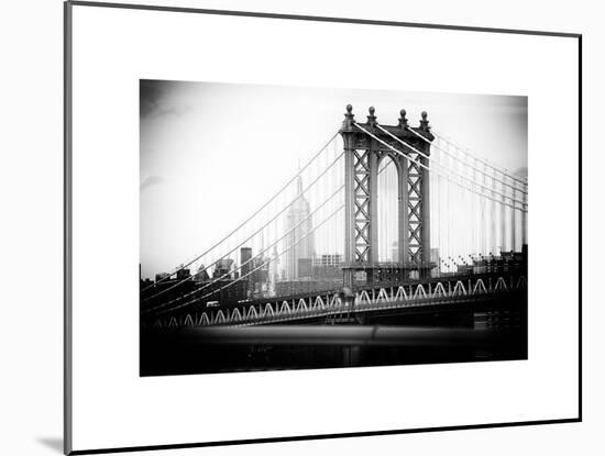 Manhattan Bridge with the Empire State Building from Brooklyn Bridge-Philippe Hugonnard-Mounted Art Print