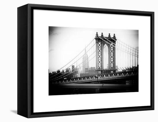 Manhattan Bridge with the Empire State Building from Brooklyn Bridge-Philippe Hugonnard-Framed Stretched Canvas