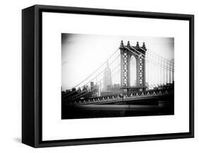 Manhattan Bridge with the Empire State Building from Brooklyn Bridge-Philippe Hugonnard-Framed Stretched Canvas