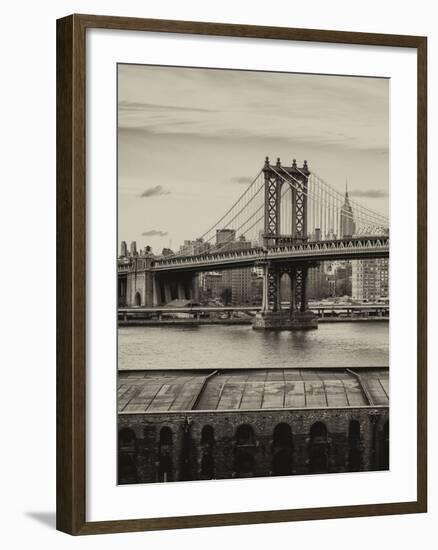 Manhattan Bridge with the Empire State Building from Brooklyn-Philippe Hugonnard-Framed Photographic Print