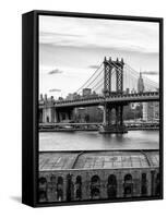 Manhattan Bridge with the Empire State Building from Brooklyn-Philippe Hugonnard-Framed Stretched Canvas