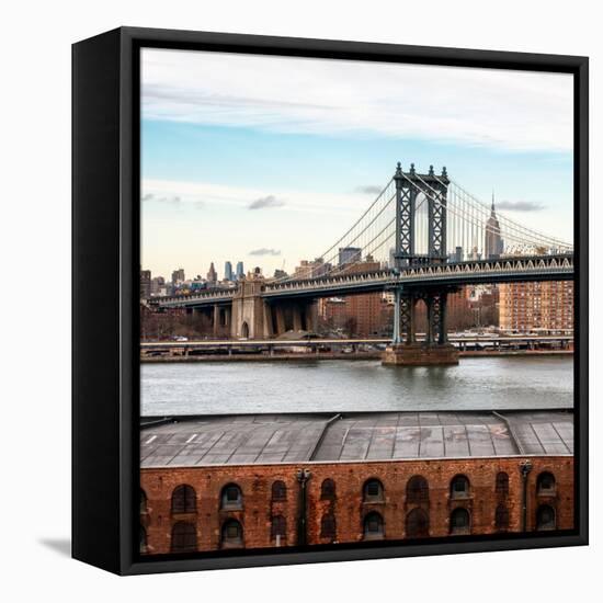 Manhattan Bridge with the Empire State Building from Brooklyn-Philippe Hugonnard-Framed Stretched Canvas