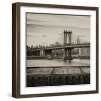 Manhattan Bridge with the Empire State Building from Brooklyn-Philippe Hugonnard-Framed Photographic Print