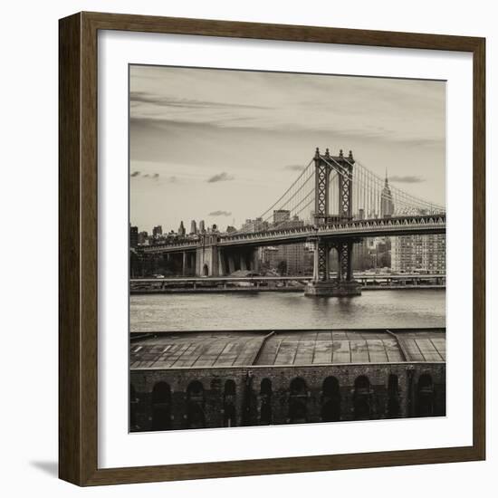 Manhattan Bridge with the Empire State Building from Brooklyn-Philippe Hugonnard-Framed Photographic Print