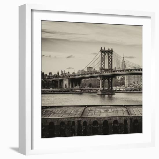 Manhattan Bridge with the Empire State Building from Brooklyn-Philippe Hugonnard-Framed Photographic Print