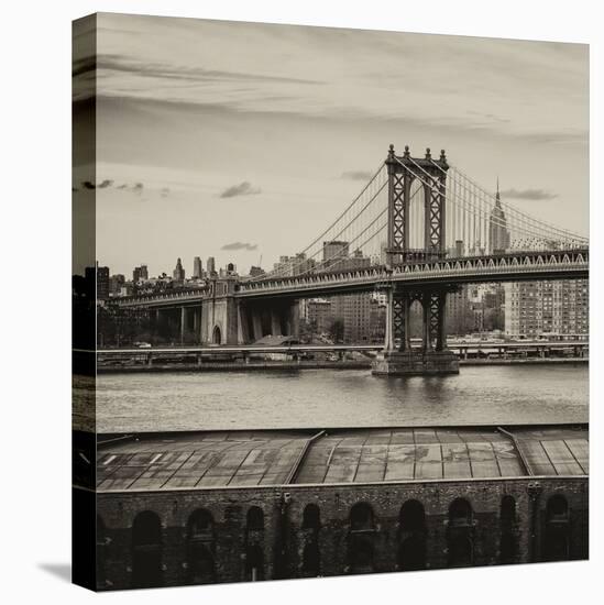 Manhattan Bridge with the Empire State Building from Brooklyn-Philippe Hugonnard-Stretched Canvas