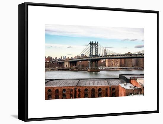 Manhattan Bridge with the Empire State Building from Brooklyn-Philippe Hugonnard-Framed Stretched Canvas