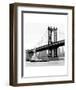 Manhattan Bridge with Tug Boat (b/w)-Erin Clark-Framed Art Print