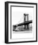 Manhattan Bridge with Tug Boat (b/w)-Erin Clark-Framed Art Print