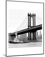 Manhattan Bridge with Tug Boat (b/w)-Erin Clark-Mounted Art Print