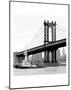 Manhattan Bridge with Tug Boat (b/w)-Erin Clark-Mounted Art Print