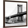 Manhattan Bridge with Tug Boat (b/w)-Erin Clark-Framed Giclee Print