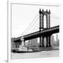 Manhattan Bridge with Tug Boat (b/w)-Erin Clark-Framed Giclee Print