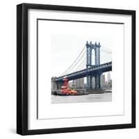 Manhattan Bridge with Tug Boat-Erin Clark-Framed Giclee Print