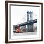 Manhattan Bridge with Tug Boat-Erin Clark-Framed Giclee Print