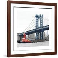 Manhattan Bridge with Tug Boat-Erin Clark-Framed Giclee Print