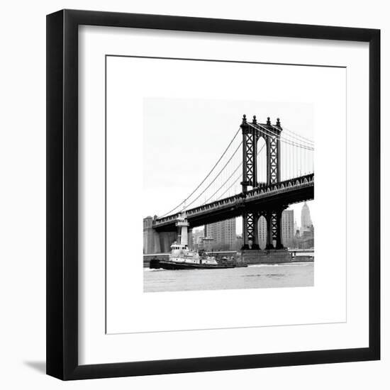 Manhattan Bridge with Tug Boat-Erin Clark-Framed Giclee Print