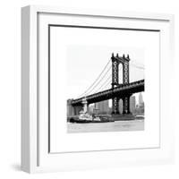 Manhattan Bridge with Tug Boat-Erin Clark-Framed Giclee Print