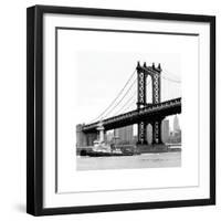 Manhattan Bridge with Tug Boat-Erin Clark-Framed Giclee Print