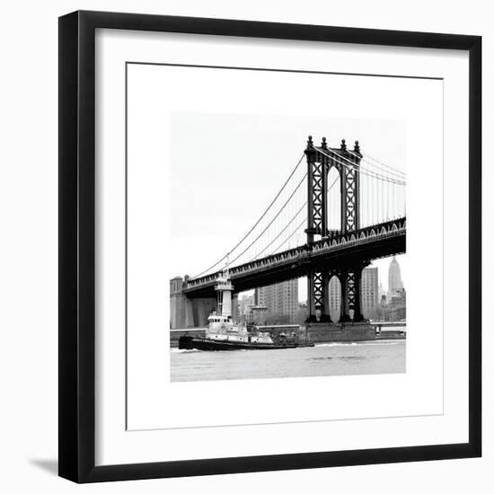 Manhattan Bridge with Tug Boat-Erin Clark-Framed Giclee Print