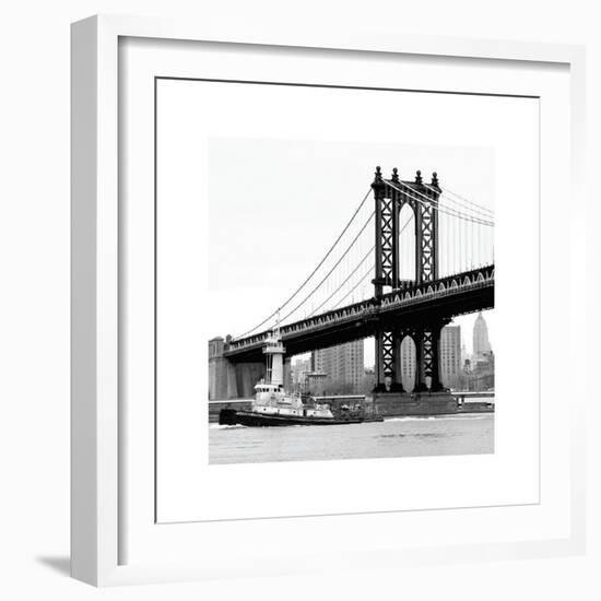 Manhattan Bridge with Tug Boat-Erin Clark-Framed Giclee Print