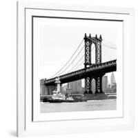 Manhattan Bridge with Tug Boat-Erin Clark-Framed Giclee Print