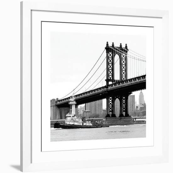 Manhattan Bridge with Tug Boat-Erin Clark-Framed Giclee Print