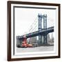 Manhattan Bridge with Tug Boat-Erin Clark-Framed Art Print