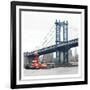 Manhattan Bridge with Tug Boat-Erin Clark-Framed Art Print