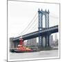 Manhattan Bridge with Tug Boat-Erin Clark-Mounted Art Print