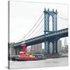 Manhattan Bridge with Tug Boat-Erin Clark-Stretched Canvas