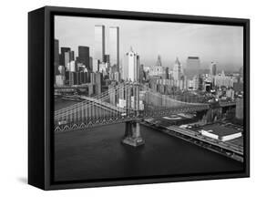 Manhattan Bridge with Twin Towers-null-Framed Stretched Canvas