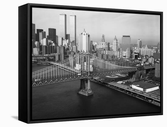 Manhattan Bridge with Twin Towers-null-Framed Stretched Canvas