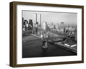 Manhattan Bridge with Twin Towers-null-Framed Photographic Print