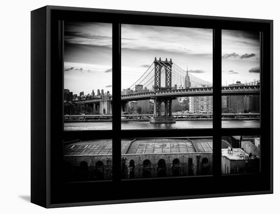 Manhattan Brige with the Empire State Building - NY Cityscape - New York, USA-Philippe Hugonnard-Framed Stretched Canvas