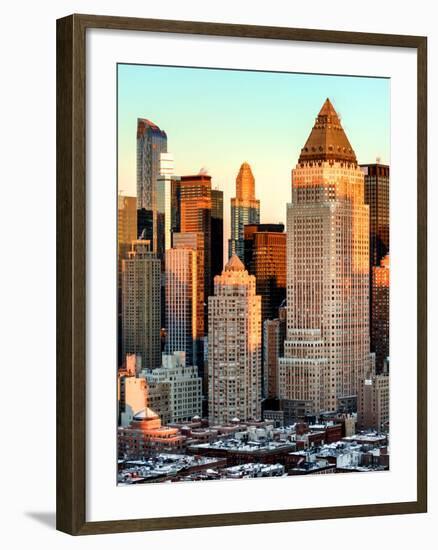 Manhattan Buildings Sunset in Winter-Philippe Hugonnard-Framed Photographic Print